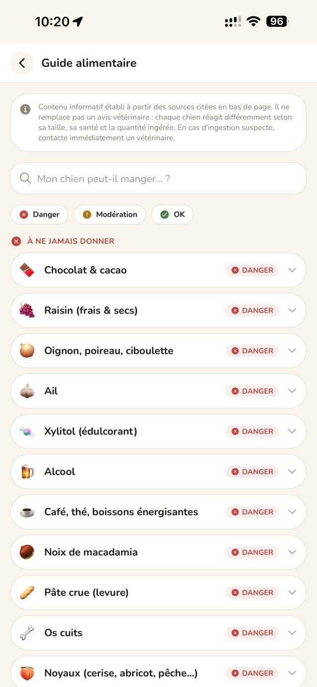 Guide alimentaire : fiches sourcées sur les aliments à risque